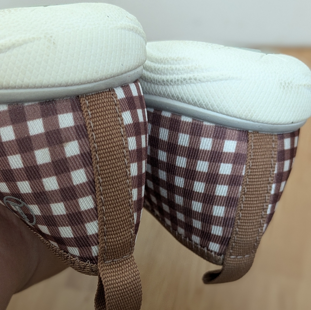 🆕 Land's End Women's Checkered Tan Brown White Flats Shoes Size 10 - Picture 14 of 16